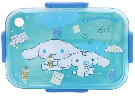 Roffatide Cartoon Cute gedruckt All-in-One Bento Boxen mit Löffel Kawaii 4-Punkt-Schloss Typ Lunch Box Behälter für Lebensmittel Obst Snack