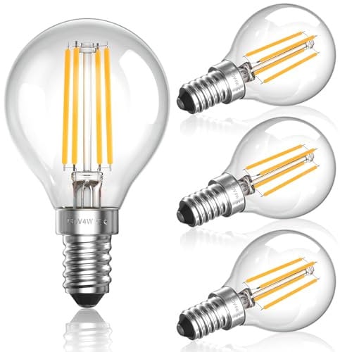Lamptobe E14 Golf Ball Bulb, 4W G45 E14 LED Light Bulb Dimmable Warm White 2700K, 40W Equivalent, 400LM, E14 Small Edison Screw LED Bulb for Chandelier Lightbulbs, 4-Pack