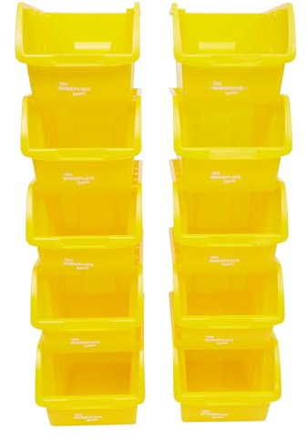 The Workplace Depot Plastic Nesting Small Parts Bins - Pack of 10 - 127(H) x 150(W) x 235(D) mm (Yellow)