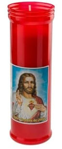 DRW Packung mit 12 roten Kerzen des Heiligen Herzens Jesu, 13 cm