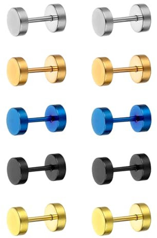 GUTERTOP 5 Paare Medizinische Ohrringe Chirurgenstahl Damen, 5mm Ohrstecker Titan, Antiallergische Ohrringe für Helix Tragus Knorpel