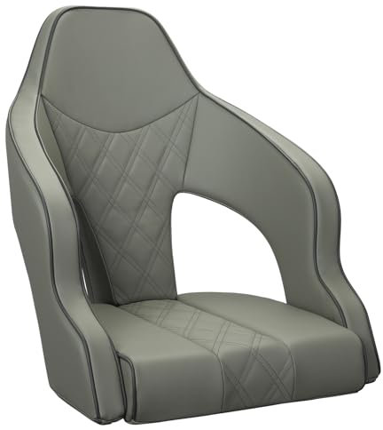 ERGOSEAT Deluxe Pro Bootssitz mit hoher Rückenlehne, Ponton, Kapitäne, Schalensitz mit Armlehnen (Hellgrau/Hellgrau/Anthrazit)