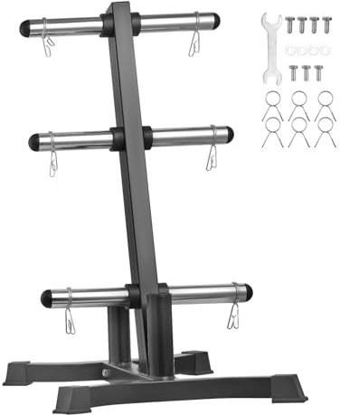 VEVOR Weight Plate Rack, L Frame Weight Plate Tree for 2-Inch Weight Plates, Standard Weight Plate Tree, 1000 lbs Load Capacity Weight Storage Holder, Home Gym Barbell Rack Storage Stand, Black