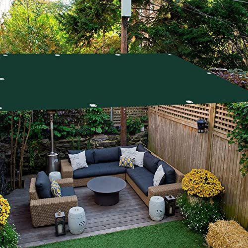 Voile d'ombrage imperméable en polyester 4 x 5 m pour terrasse, anti-poussière, coupe-vent, installation facile, idéal pour pergola, piscine, vert foncé