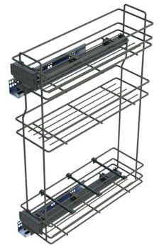 EMUCA - Carro botellero extraíble con Cierre Suave, Lateral Izquierdo, 3 bandejas, módulo 800x200mm, Acero, Gris Antracita