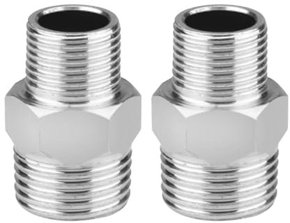 2 Pcs Shower Hose Connector,Stainless Steel 1/2 Fittings Reducing 3/8 Nipple Shower Connectors Water,Male to Female Threaded Connector Shower Head Adapter Accessories for Home Kitchen and Bathroom