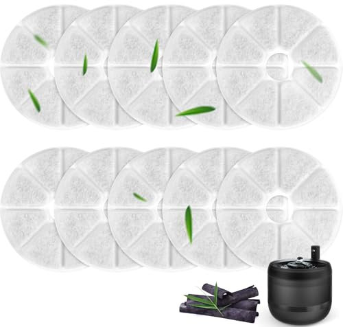 AIVORO Lot de 10 Filtre Fontaine Chat pour Philips PAW3210/02, Fontaine à Eau Remplacement Round Rechange Filtres de Chat, Triple Système de Filtration