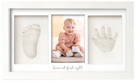 Comioke Baby Handavtryck Memorid Kit - Fotoram med tryck för nyfödda - konstkit med dagis minne - baby dusch ramar för flickor, pojkar (Alpine White)