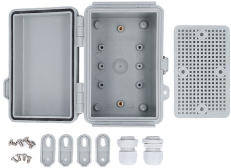 Tyenaza Junction Box, Outdoor Electrical Box IP67 Water ABS Plastik -Projektbox mit Edelstahlscharnier für WiFi -Elektronik 3,9 x 5,9 x 3,5 Zoll