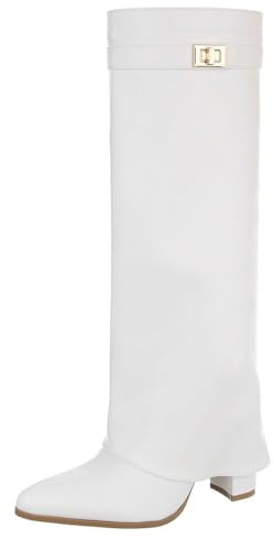 Ital Design Damen Stiefel mit Reißverschluss und Blockabsatz, spitze Form