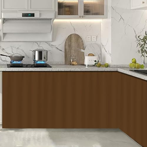 Schrank Vorhang Zum Schieben, Vorhang für Offenes Regal Selbstklebend Kurz, Thermo Gardinen Verdunkelnd Privatsphäre für Kleiderschrank/Badezimmer/Regale, Mit Gleitschiene(Braun,W 140cm x H 70cm)