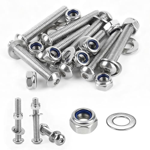 Pack of 10 M4 Bolts Set, Hex Socket Button Head Cap Screws Bolts and Nuts Set with Washers, M4 x 30mm A2 Stainless Steel Machine Screws Assorted Nuts and Boltsset
