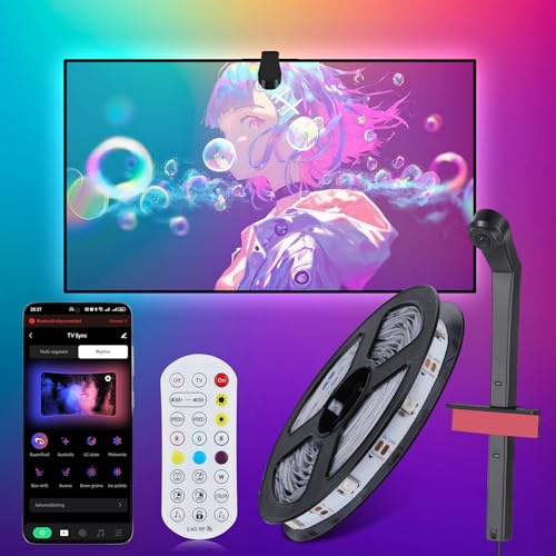 Diyife TV LED Lights, [Upgraded] 4m TV Backlights with AR Sensor Sync to 55-65 Inch TVs Screen & Music, Multiple Colors Changing RGB LED Strip Lights for TVs Work with Remote, Bluetooth, App Control