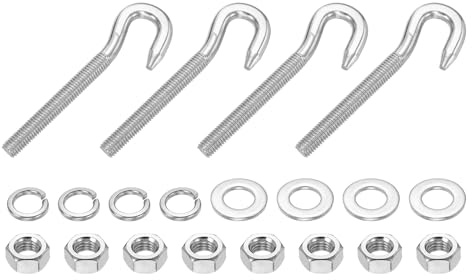 PATIKIL 4 Pcs Perno Gancho M10 Perno Ojo Acero Inoxidable 4.3 Pulgadas | Con Tuerca