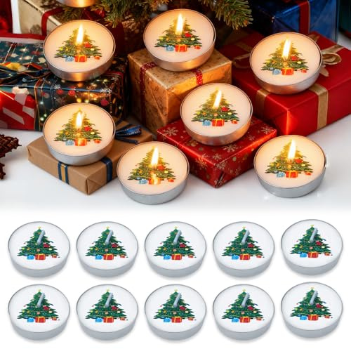 10 Stück Teelichter Weihnachten, Weihnachten Teelicht Kerzen | Weihnachtsbaum Teekerze, für Entspannung Party Haus weihnachten DekorationWeihnachtsbaum Teekerze