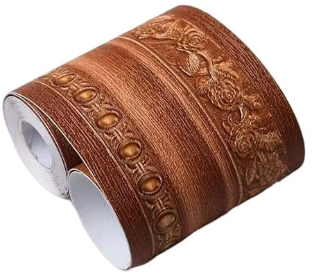 Generisch Bordüre selbstklebend DIY geprägte Wandbordüren-Aufkleber, Vinyl, wasserdicht, Heimdekoration, selbstklebend, Tapete, Fuß, Taillenlinie, Aufkleber, Küchendekoration(1603-light brown)