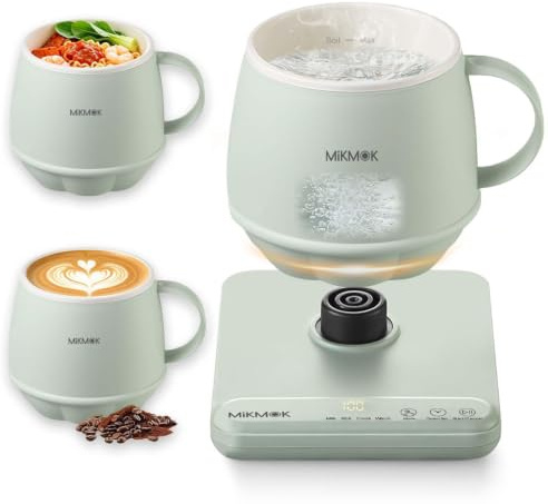 MIKMOK Desk Electric Kettle 400ML, 300W Fast Boiling Mug, Beverage Warmer | Portable, BPA-free, 45-100℃ Temp Control, 4 Modes, LED Digital Display Coffee Warmer, For Coffee Tea Oatmeal Office Dorm Home