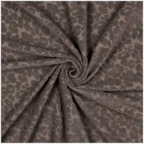 Jacquard-Frottee Leopard ab 0,5m x 155cm unifarben Baumwolle Leomuster Frotteestoff Farbwahl