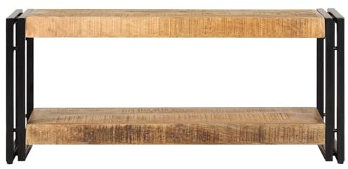 Mengtu Antik TV-Schrank aus Massivmangoholz mit Eisenbeinen, 90x30x40 cm - Wohnzimmer oder Flur 247808
