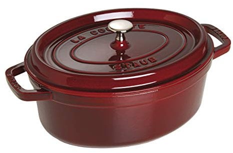Staub 1102787 Cocotte, 27 cm oval, Bräter aus Gusseisen, grenadine