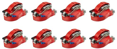 8X LOADCARE Spanngurt 9m Zurrgurt mit Ratsche 5000 Kg 2500 daN rot Ratschengurt Zurrband Haken Ladungssicherung Transporter Anhänger LKW PKW