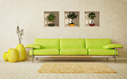 Ambiance Sticker Muraux 3D Bonsaï, 3D Effet Vinyle Stickers Muraux, Peintures Murales Décoration Murale pour Chambre à Coucher, Cuisine, Bureau - H30 x L90 cm