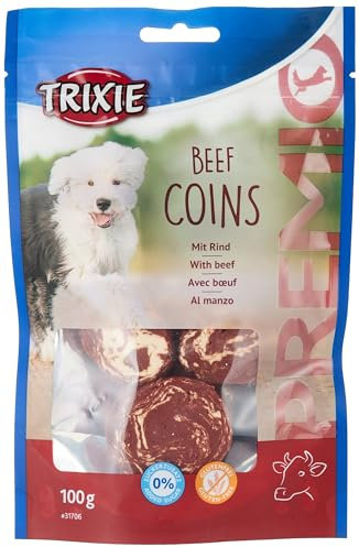 TRIXIE Snack Coins mit Rind - zarte Hundesnacks - glutenfrei und ohne Zuckerzusatz - 100 g - 31706