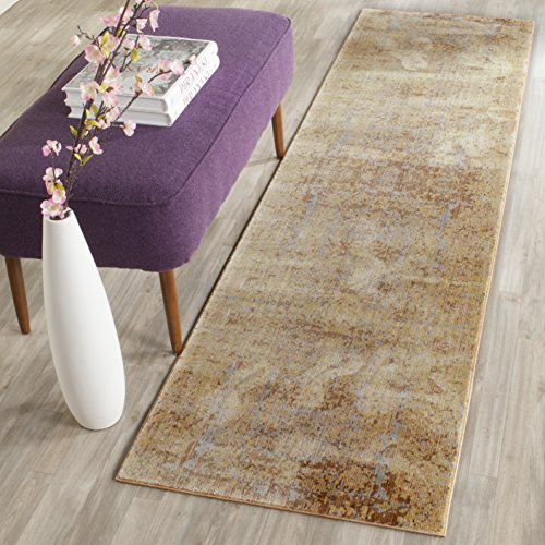 SAFAVIEH Mystique Collection Runner Rug - 2'3 x 8', Gold & Multi, Modern Abstract Distressed Design, Non-Shedding & Easy Care, Ideal for High Traffic Areas in Living Room, Bedroom (MYS971C)
