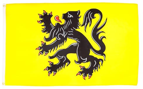 AZ FLAG - Drapeau Flandre - 90x60 cm - Drapeau Flamand - Flandres - Belgique 100% Polyester Avec Oeillets Métalliques Intégrés - Pavillon 50 g