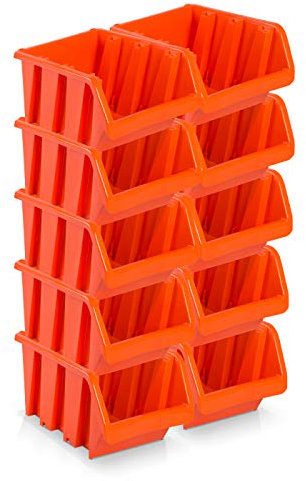 Pack of 10 storage boxes, size 2, red-brown (15.5 x 10 x 7 cm).