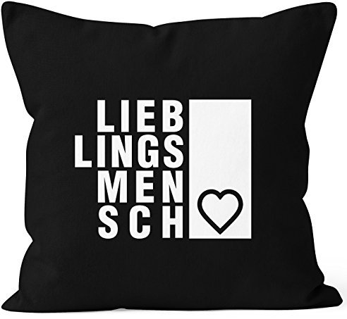 MoonWorks Kissenbezug Lieblingsmensch Geschenk Freundschaft Partner Beste Freundin Kissen-Hülle 40x40 Baumwolle schwarz 40cm x 40cm