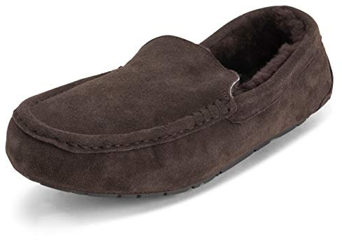 Polar Herren Mokassins Australian Wildleder Sheepskin Haus Pelz Halbschuhe Schuhs Hausschuhe - Braun - BRO45 AYC0254