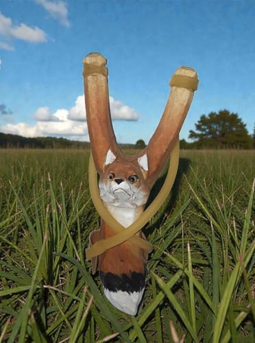 Fuchs, Holzfuchs farbig, Zwille, Katschi, Schleuder, Steinschleuder, Zwetsche, Flitsche, ca. 20-22 cm, Holz