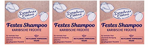3er Pack Dresdner Essenz Festes Shampoo seifenfrei Karibische Früchte 3 x 65 g