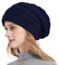 Roniky Winter-Strickmütze für Damen, Seide, Satin, gefüttert, grobe Kappe, weich, Stretch, Zopfmuster, warm, Slouchy Beanie, marineblau, Einheitsgröße