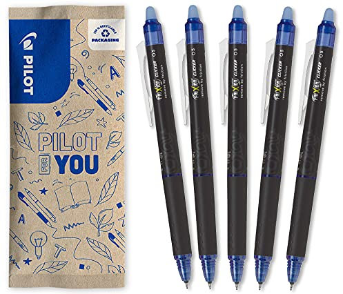 Pilot – 5er-Set Frixion Point Clicker – Tintenroller 0.5 mm mit löschbarer, thermosensitiver Tinte – 5x Blau – Tintenroller mit feiner Spitze – nachfüllbar – Zauberstift, 1 Stück (5er Pack)