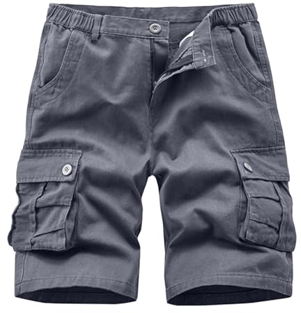 APTRO Mens Cargo Shorts Combat Casual Cotton Shorts with Multi Pockets Workwear Grey CS05 32