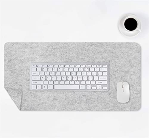 Lifup Mousepad aus 3mm Dick Filz, rutschfest Filzunterlage Schreibtisch Schreibtischunterlage für PC, Computer, Tastatur, Laptop Hellgrau 80x30cm