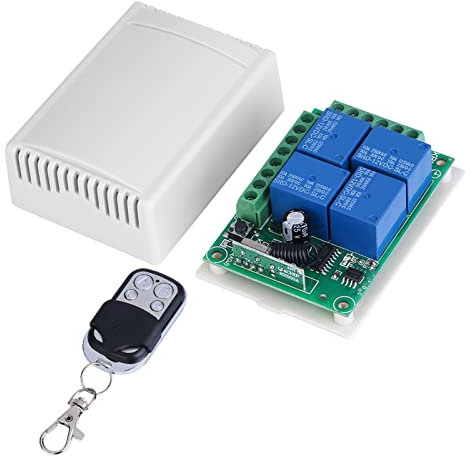 Commutateur de Télécommande sans Fil Universel 433 MHz DC12V 4CH Relais Commutateurs de Télécommande sans Fil pour Lumières Ventilateur de Plafond Ouvre-porte de Garage Porte Voiture