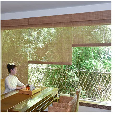 YJDYA Bamboo Blinds Wooden Window Valance, Roller Blind for Patio Doors French Door Porch Windows, Customizable (Install : A, Size : 130x100cm/51.18x39.37in)