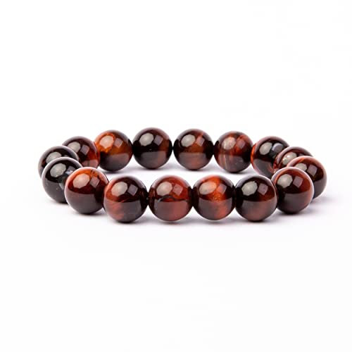 V Vascavi Armband Edelstein, Naturstein als Chakrastein, Heilstein, MADE IN GERMANY Perlenarmband ca. 20 cm lang, elastisch (6 mm, Tiger Auge Rot)