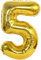 D2D | Party Balloon Zahl 5 XXL in Gold - Größe 100 cm - Folienballon - Zahlenballon - Geburtstagsdeko - Helium Ballon