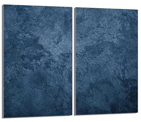 Herdabdeckplatten 2 Teilig 2x30x52 cm Ceranfeldabdeckung Küche Elektroherd Induktion Herdschutz Spritzschutz Glasplatte Schneidebrett, Schiefer Blau