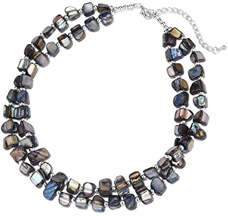 Bulinlin Boho Bunte Perlenkette Damen Muschelkette Strand Sommer Verstellbar Bohemian Choker Halsketten FüR Frauen Und MäDchen(Black)