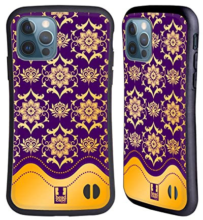 Head Case Designs Violett Modernes Barock Hybride Handyhülle Hülle Huelle kompatibel mit Apple iPhone 12 / iPhone 12 Pro