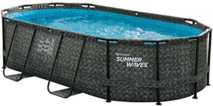 Summer Waves Piscine Tubulaire Active Frame Pool Effet Chevron Ovale 4,24 x 2,50 x 1,00 m