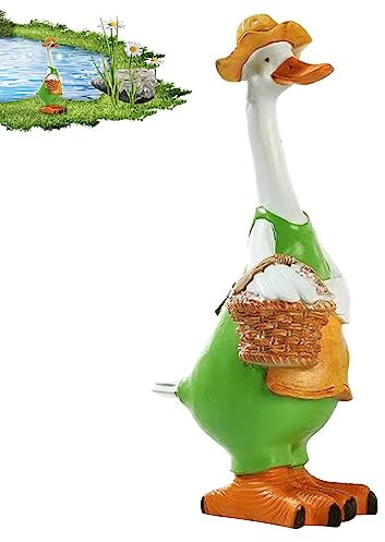Fukamou Deko Garten Enten Figuren | Tiere Ornament Gartenfigur Für Außen | Harz Statue Für Terrasse, Rasen, Hofdekoration | 1 Stück