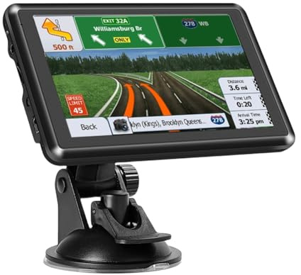 Cymwer 5 Inch Car GPS Navigation, HD Touch Screen Car GPS Navigator FM Transmitter Sat Nav 256MB+8G Voice Reminder Mini USB TF EU UK Map Speeding Alarm, Lifetime Free Updates