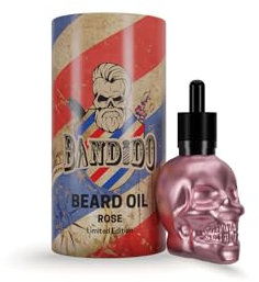 Bandido Olio per barba, per la cura quotidiana della barba di 3 giorni o barba piena, per barba, regalo per uomini, 40 ml con dispenser per pipetta, design teschio, siero per barba Barber-shop (rosa)