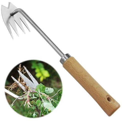 Taozoey Estirpatore Erbacce Manuale, Sollevatore di Erbacce a Mano con Manico, Estrattore di Radici, Attrezzo Diserbo Acciaio Inossidabile, Attrezzi da Giardino per Rimuovere le Erbacce dal Giardino